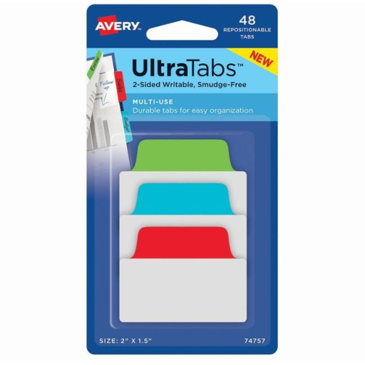 74757 AVERY ULTRATABS MULTI-USE 2” X 1-1/2” PRIMARY COLORS,