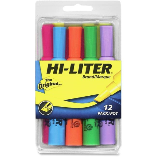 HILITER DESK STYLE, 12 PACK, ASSORTED – YELLOW, PINK,