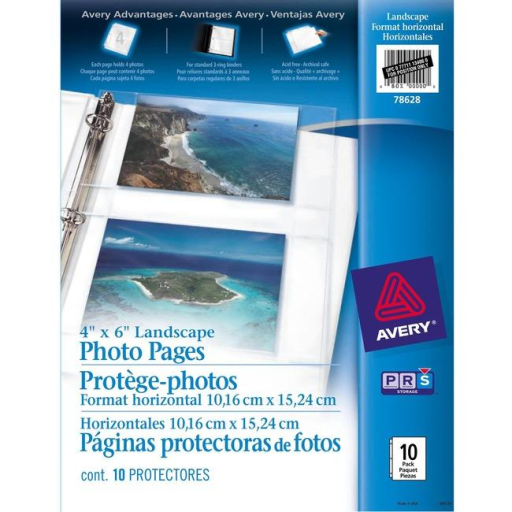 4" X 6" HORIZONTAL PHOTO PAGES, 10/PK