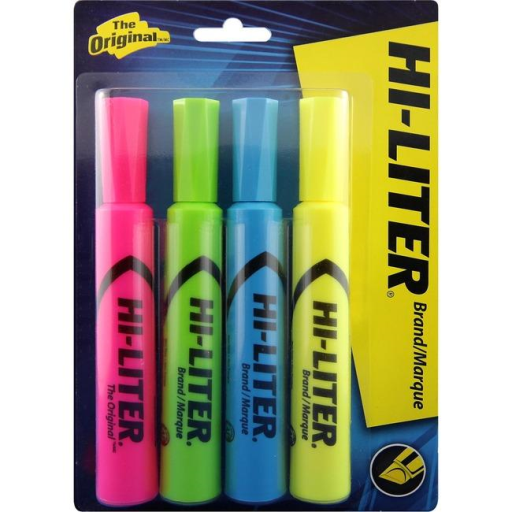 83564 HILITER DESK STYLE, 4 PACK, ASSORTED FLUORESCENT – YE