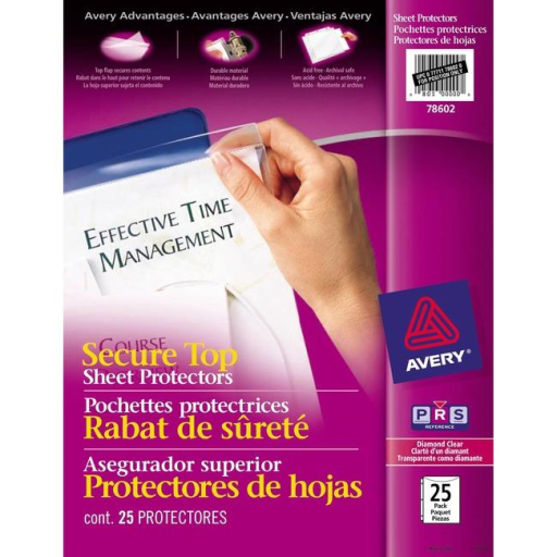 78602 SECURE TOP SHEET PROTECTORS, DIAMOND CLEAR, 25/PK