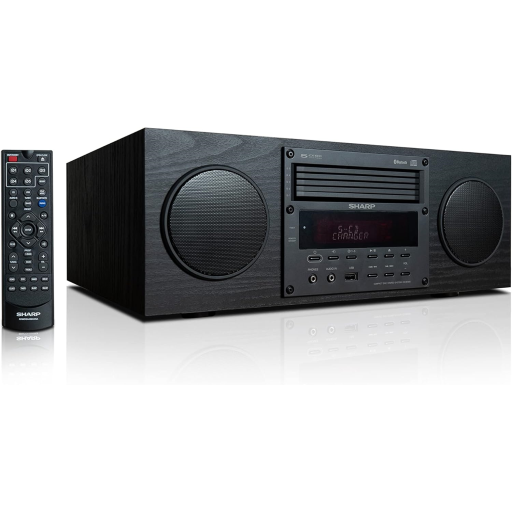 SHARP CD-BH350 Micro Audio Component System with 5 CD Changer, Bluetooth, FM Radio & USB Playback - 50 Watts RMS