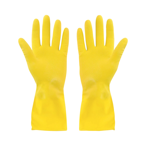 Rubber Gloves Flocklined Yellow Large Extended Cuff- (12 pairs)