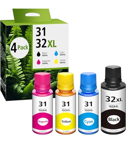 HP 31 CMY/32XL Blk Bottled Ink Crtg 4-Pk
