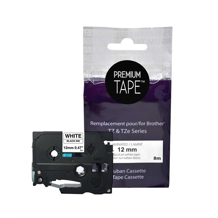 Brother TZ-231 BLACK/WHITE 12mm Alternative