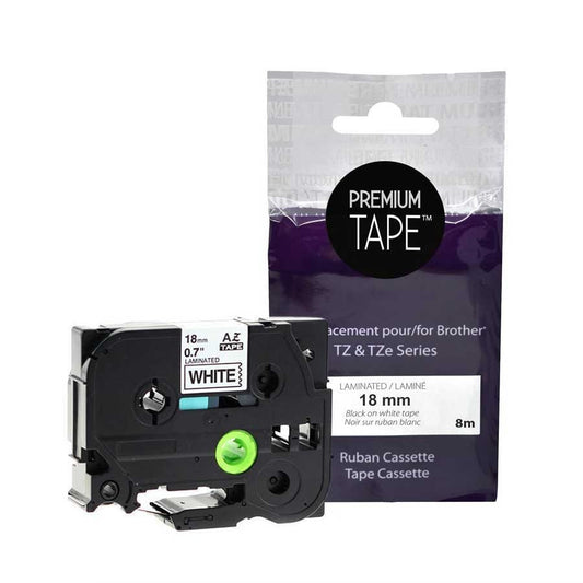 Brother TZ-241 BLACK/WHITE 18mm Alternative