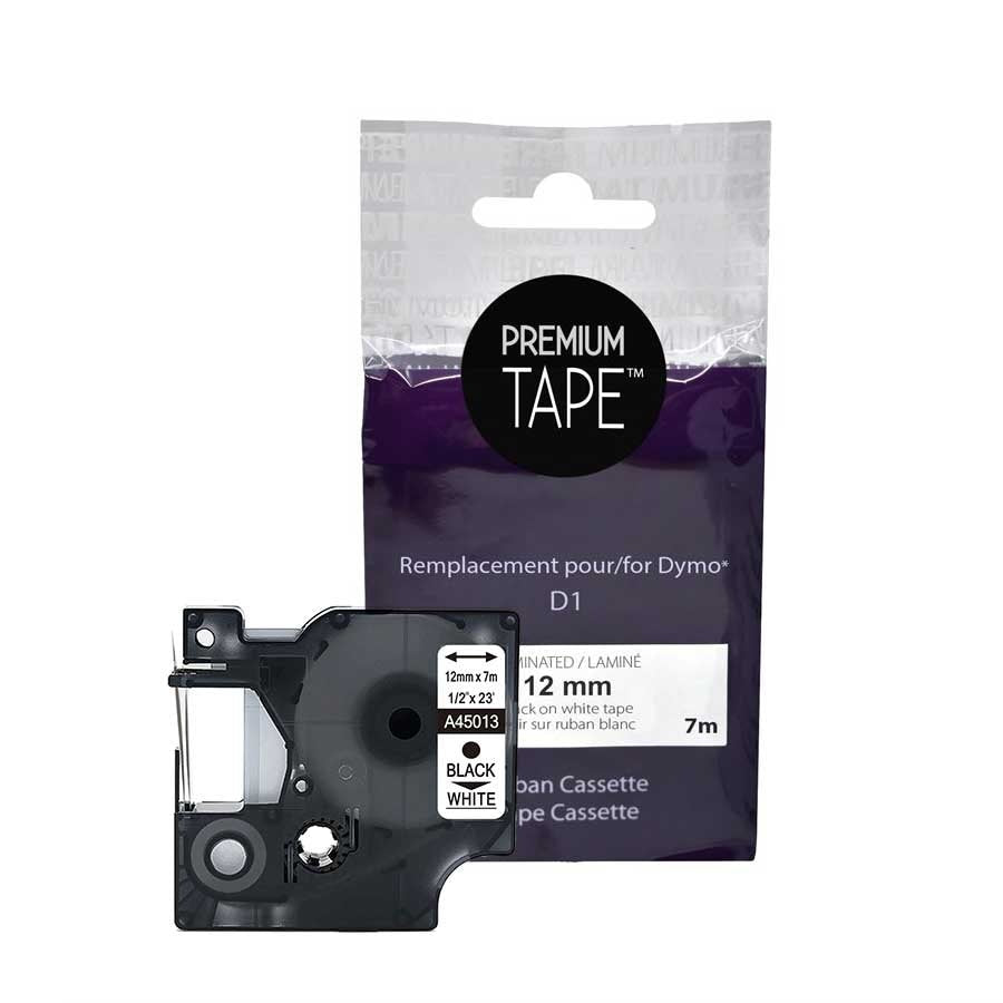 Dymo 45013 Alternative Ribbon Black/White 12mm (1/2'' x 23')