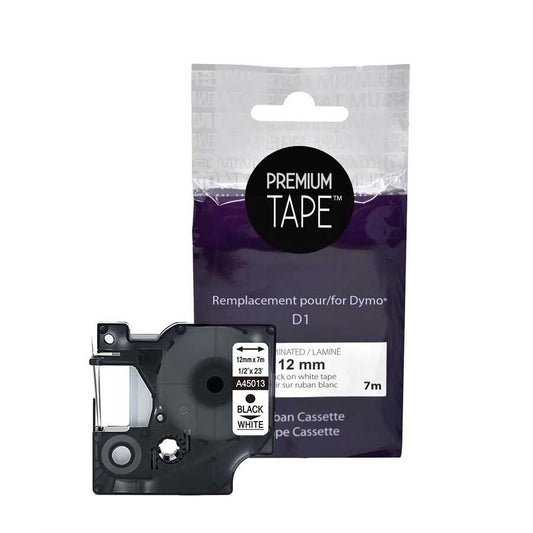 Dymo 45013 Alternative Ribbon Black/White 12mm (1/2'' x 23')
