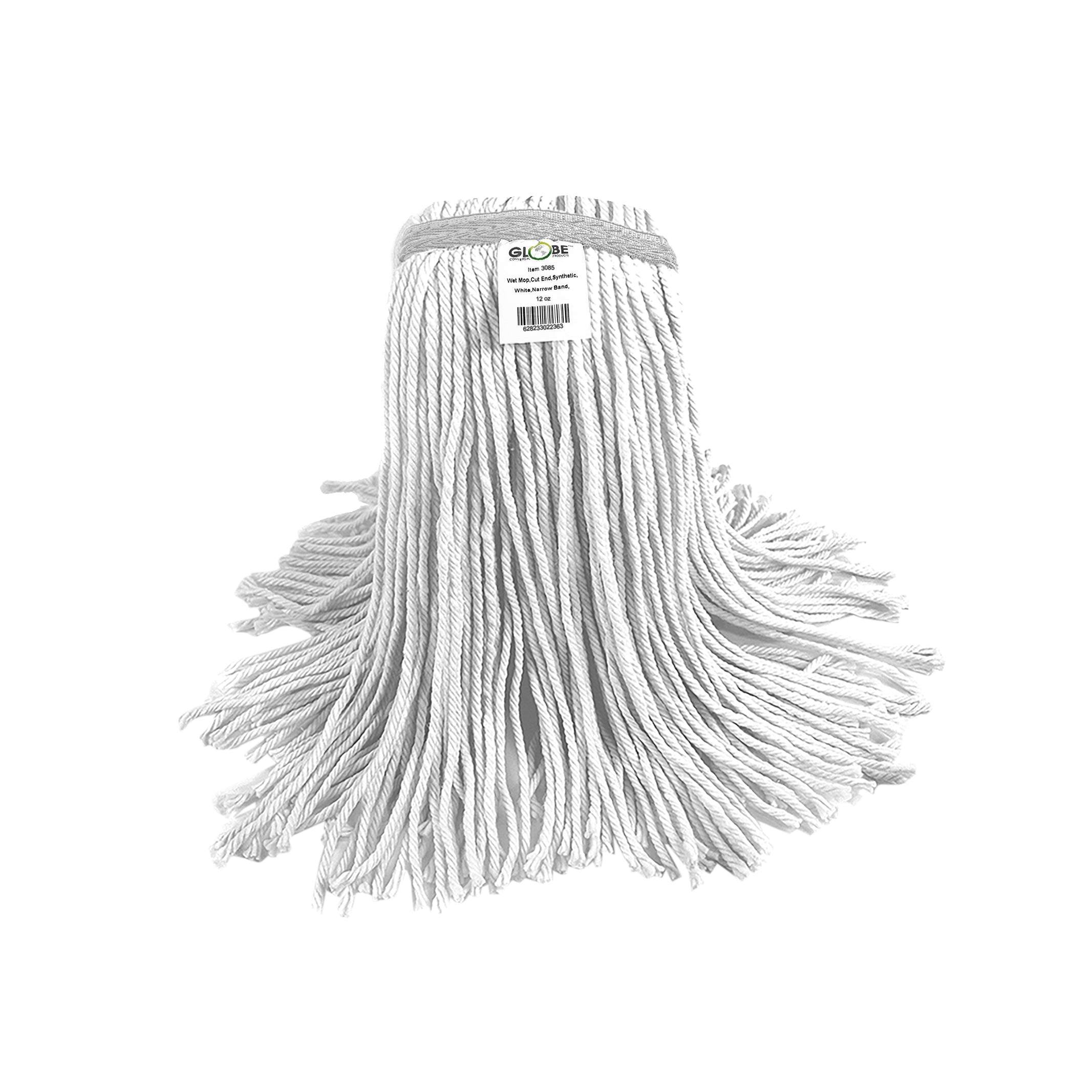 Syn-Pro® Synthetic Wet mop Narrow Band 16oz Cut End White Bagged Globe Commercial Products