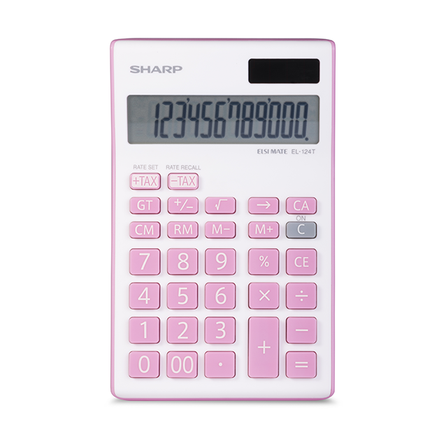 SHARP EL124TBGY Twin Power 12-digit Display Desktop Calculator-Pink Sharp Electronics