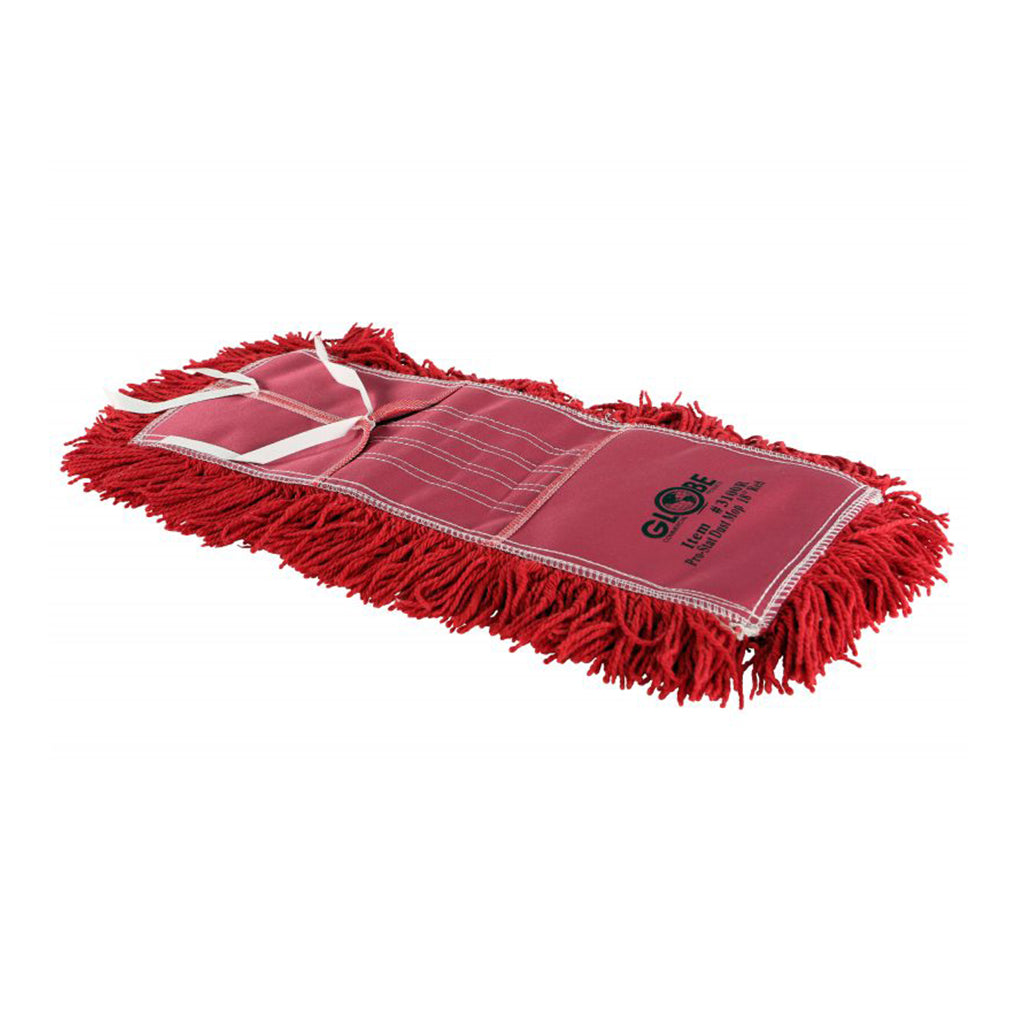 Pro-Stat® Dust mop head 18" x 5" Red Tie-On Globe Commercial Products