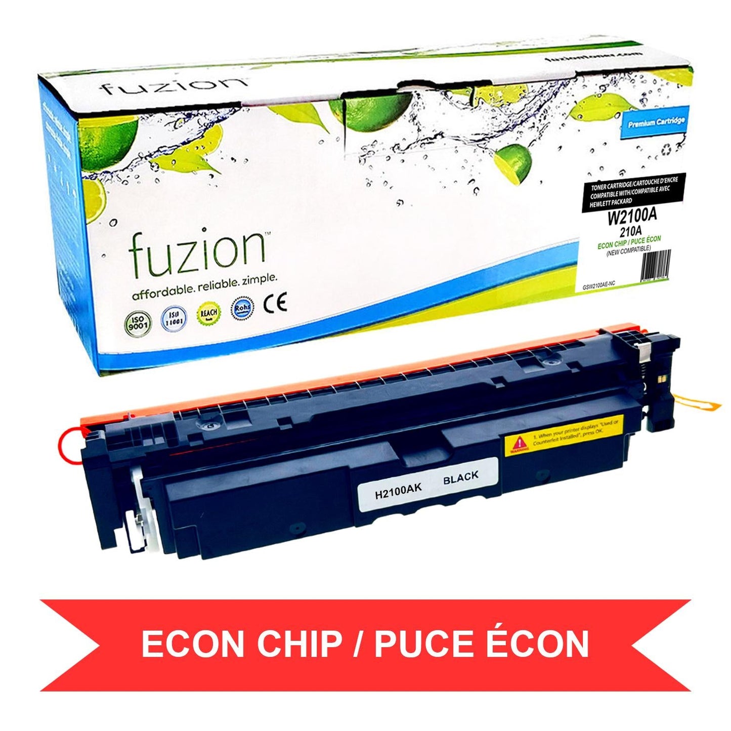 HP W2100A (210A) Compatible Toner w/ ECON Chip - Black