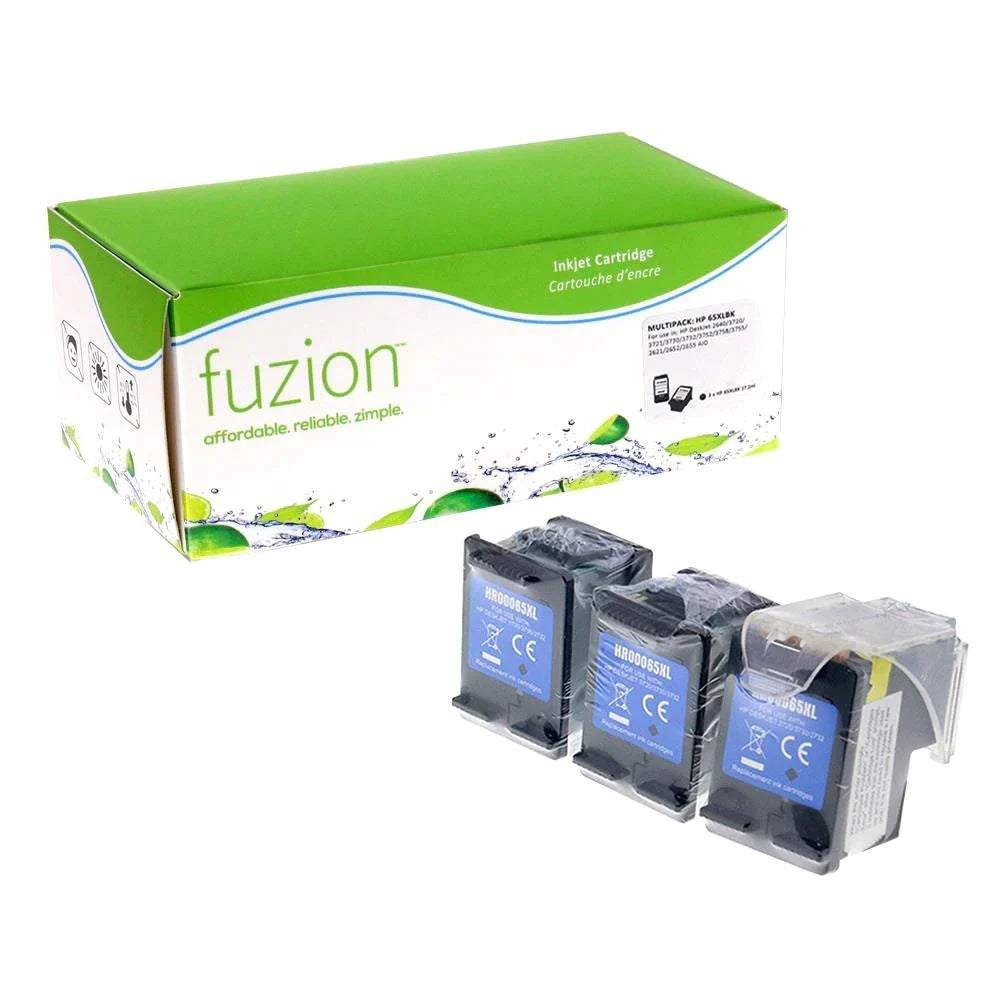 HP #65XL Remanufactured Infinite Ink Kit (3) - HY Black