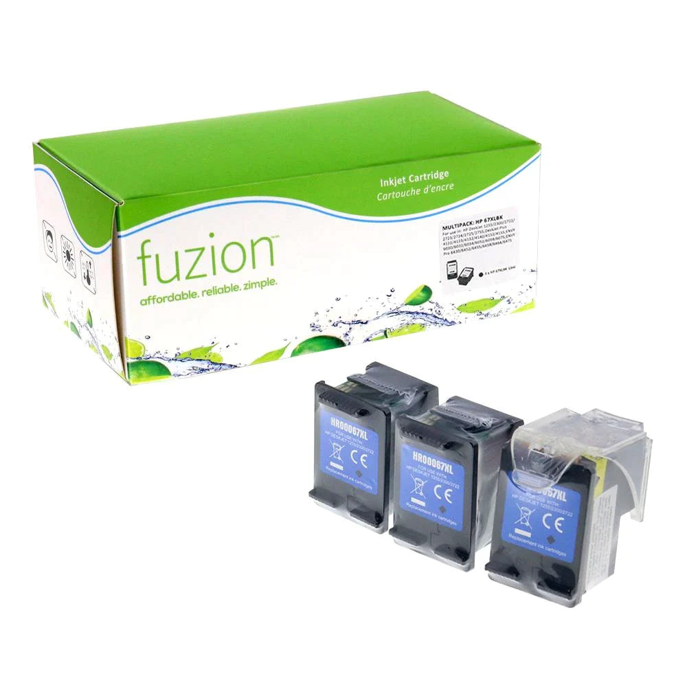 HP #67XL Remanufactured Infinite Ink Kit (3) - HY Black