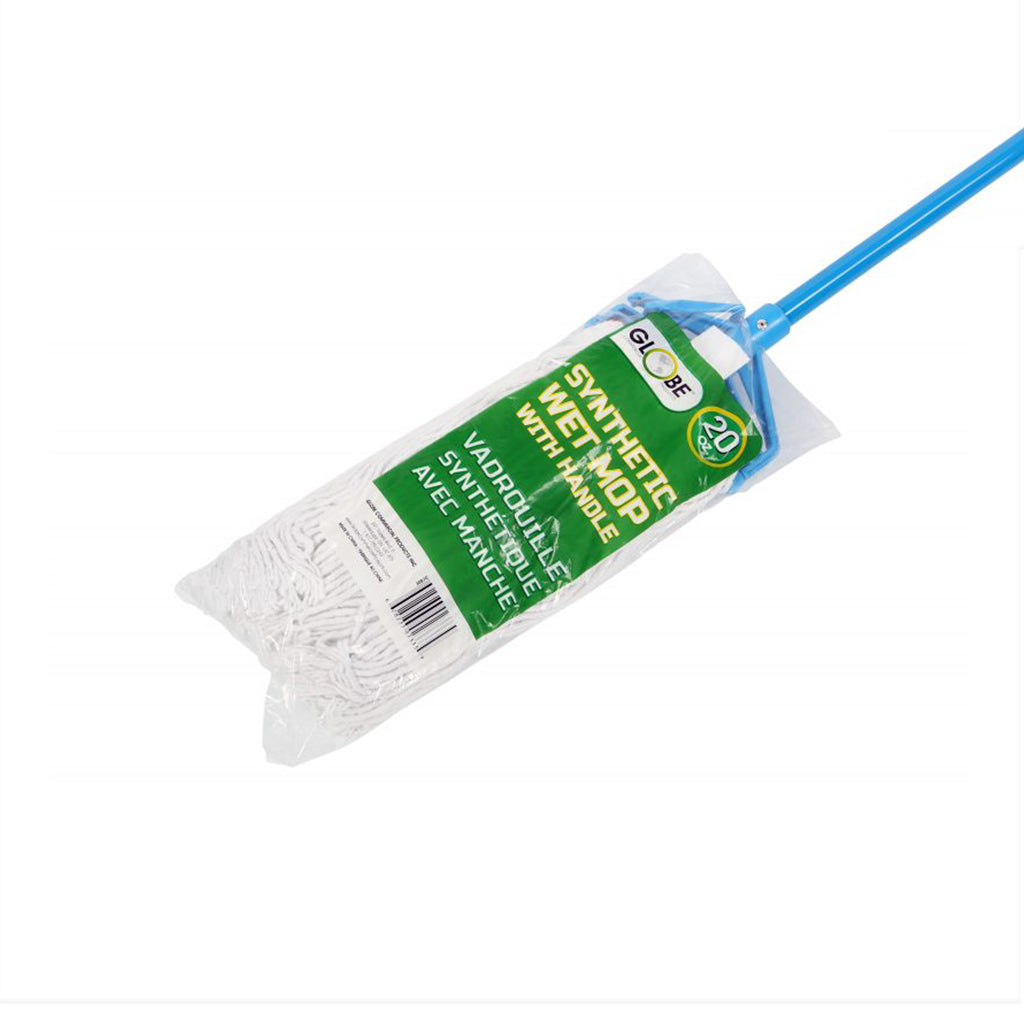 Combo Mop Set - 20oz Synthetic Mop with 54" Metal Handle Quick Release Globe Commercial Products