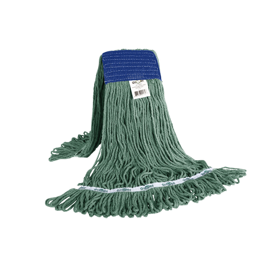 Syn-Pro® Synthetic Looped End Wet Mop Wide Band Green 16oz Bagged Globe Commercial Products