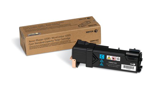 106R01591 Phaser 6500/WorkCentre 6505, Standard Capacity Cyan Toner Cartridge (1,000 Pages), North America, EEA Xerox