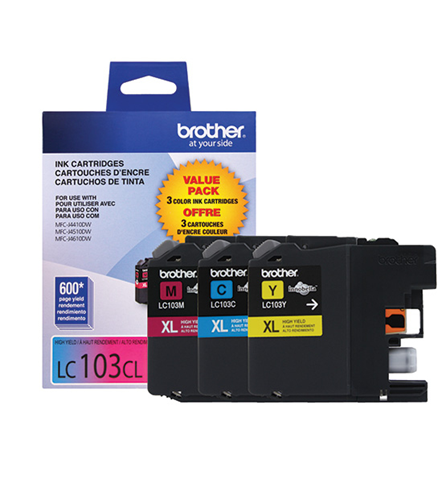 Brother LC1033PKS 3-Pack of Innobella  Colour Ink Cartridges (1 each of Cyan, Magenta, Yellow), High Yield (XL Series) Brother